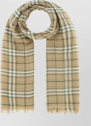 Burberry cotton embroidered scarf fringed edges