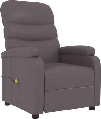 vidaXL Sill&oacute;n De Masaje De Cuero Sint&eacute;tico Gris Vidaxl