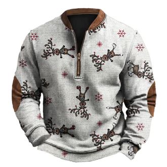 Generic Mens Christmas Jumper, Comfortable Christmas Sweatshirt, Xmas Novelty Pullover Top, Funny Snowflakes Sweater Xmas Elements Print Long Sleeve Sweatshir