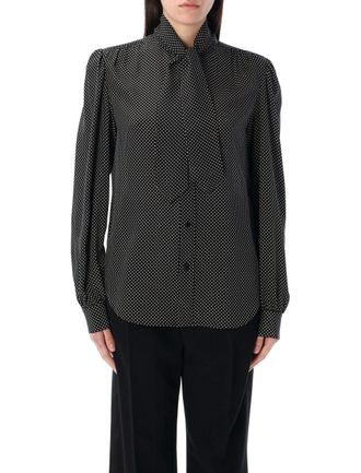 Saint Laurent Womens Pois Shirt - Black Silk - Size EU 40 (Womens)