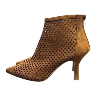 Ovye By Cristina Lucchi Tronchetto Traforato Lf 2164M198 - Dames - Laarzen met Hak - Bruin - 38 EU - Su&egrave;de - Schoenen