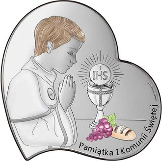 OEM Cuadro Plateado Con Ni&ntilde;o, Recuerdo De La Primera Comuni&oacute;n, Coloreado 6747-c 10 X 10 Cm