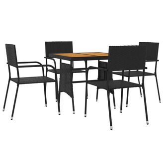 vidaXL Juego De Comedor De Jard&iacute;n 5 Pzas Rat&aacute;n Sint&eacute;tico Negro Vidaxl