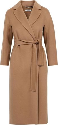 Max Mara Midi Robe Jas - Dames - Jas met riem - Bruin - XS - Wol - Jassen