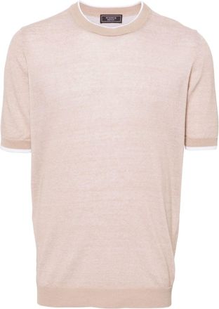 PESERICO m&eacute;lange-effect T-shirt - men - Linen/Flax/Cotton - 50 - Neutrals
