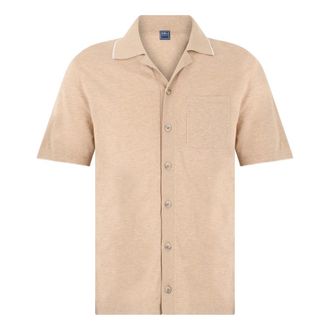 Fedeli Short Sleeve Shirts, male, Beige, Size: L Short-sleeved Shirt