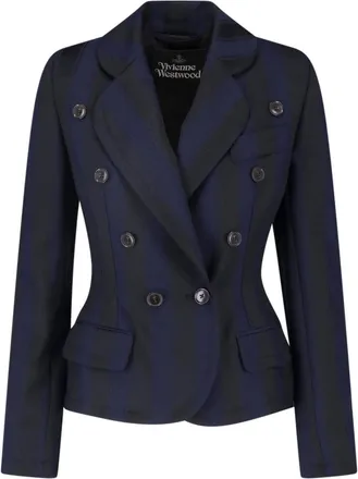 Vivienne Westwood Georgia Blue Navy Striped Double-Breasted Wool Blazer
