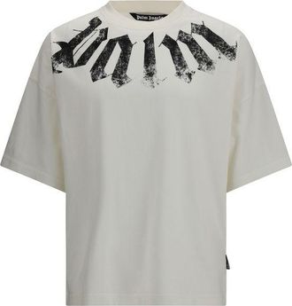 Palm Angels White Cotton Mens T-Shirt