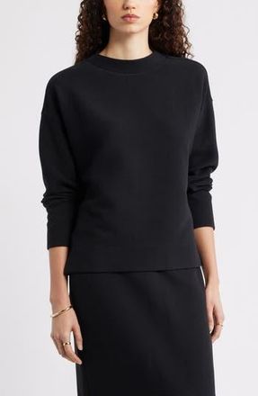 Caslon Ottoman Knit Mock Neck Sweatshirt in Black at Nordstrom Rack, Size Xx-Large