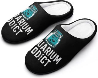 Generic Addicted to Aquarium Slippers Men Winter Warm Cotton Anti-Slip Indoor Slip-Ons House Shoes