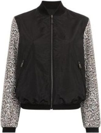Roberto Cavalli Animal Print Sleeves Bomber Jacket, Brand Size 44 ( US Size 10 )
