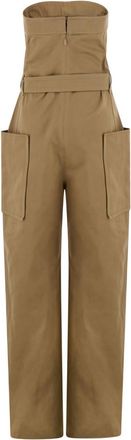 Saint Laurent Beige Strapless Jumpsuit