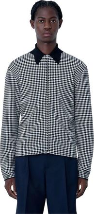 Jil Sander Houndstooth Zip-Up Shirt - Heren - Zomerjassen - Veelkleurig - L - Katoen - Jassen