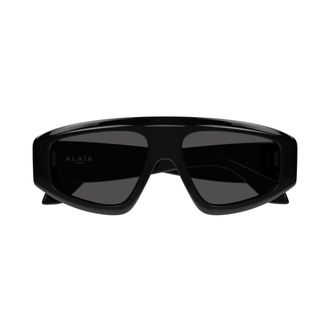 Alaia Bold Oversized Rectangular Sunglasses With Glossy Black Acetate