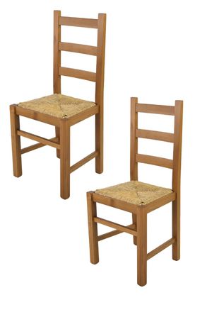 Tommychairs Tommychairs 2 Sillas Rustica En Haya Color Roble Y Asiento De Paja