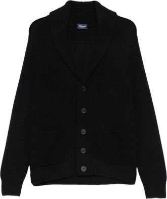 Drumohr Black Shawl Neck Sweater