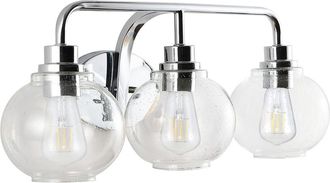 Jonathan Y Designs Jonathan Y Sandrine 26.25In 3-Light Iron/Seeded Glass Cottage Rustic Led Vanity Light