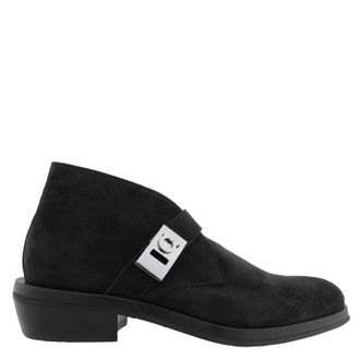 Ferragamo Suede Gancini Strap Ankle Boots, Size 9 E