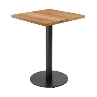 Oviala Mesa de comedor 60 cm pie negro y revestimiento de madera clara