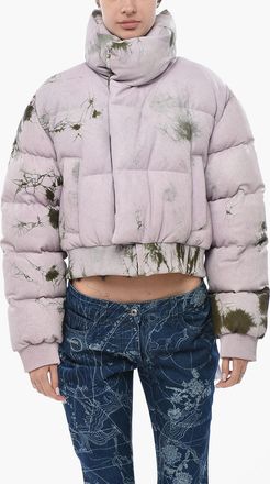 Off-white SEASONAL Leather Padded Jacket MARBLE With Hidden Closure Off-White