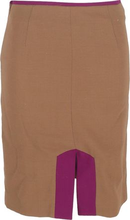 The Row De Row knielange kokerrok met split aan de voorkant in bruin en violet wol