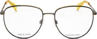 Rag & Bone Mens Silver Tone Geometric Eyeglass Frames RNB7017