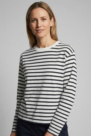 Marc O'Polo Denim Longsleeve MARC OPOLO DENIM, Damen, Gr. XS, sanftes wei&szlig;, Jersey, Obermaterial: 100% Baumwolle, geringelt, regular fit normal, Rundhals, Shirts Longsl