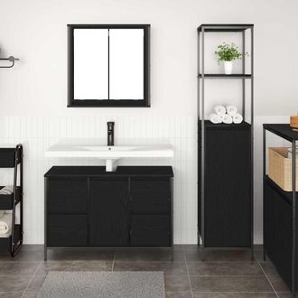 vidaXL Vidaxl - Set Di Mobili Per Il Bagno 2 Pcs Rovere Nero 36 X 35 X 165 Cm