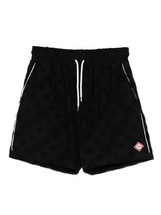 Casablanca graphic drawstring shorts - men - Cotton/Nylon/Spandex/Elastane - M - Black