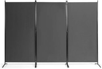 Costway Biombo De 3 Piezas 260 X 183 Cm/separador Divisor Con Almohadilla De Pie Ajustable Pantalla De Privacidad Gris - Costway