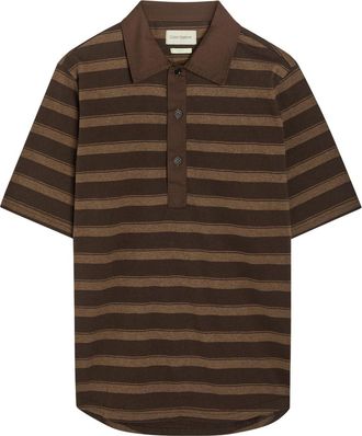 Oliver Spencer Judo Striped Cotton Polo Shirt - Brown - XL