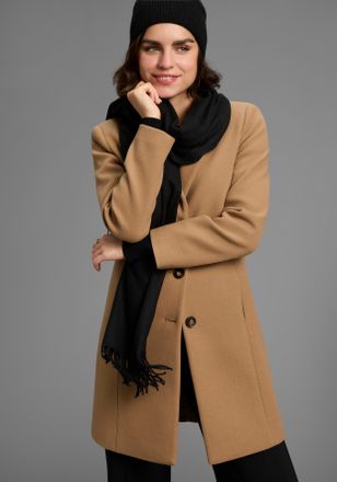 Laura Scott Schal LAURA SCOTT, Damen, schwarz, Web, Obermaterial: 100% Polyester, unifarben, Modet&uuml;cher Schal, mit modischen Fransen in klassischen Unifarben - NE