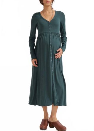 Hatch The Softest Rib Nursing Maxi Dress In Pine