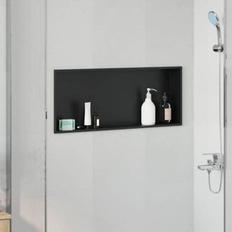 vidaXL vidaXL Nicchia per doccia Nero 75 x 30 x 9.5 cm Acciaio inossidabile