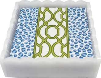 Mariposa Knots & Spots Scalloped Cocktail Napkin Holder Set in White at Nordstrom