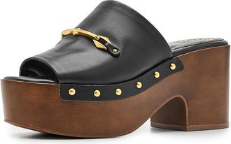 Vince Camuto Efellan Studded Platform Clog Womens Shoes Black : 9.5 M, Leather