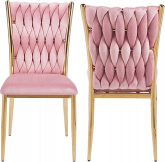 OEM Silla Interlocked Rosa Para Sal&oacute;n Estructura De Metal Dorada Furnitex