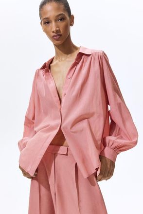 H&M Gathered blouse in Dusty Pink at Nordstrom, Size Xx-Large