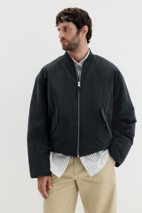H&M Loose Fit Nylon Bomber Jacket in Black at Nordstrom, Size Xx-Large