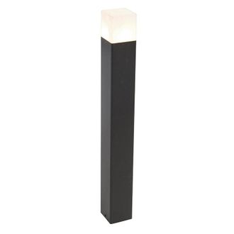 QAZQA Qazqa Moderno Estaca De Exterior Negra Con Vidrio Opal 70 Cm Con Pico De Tierra Y Prensaestopas - Denmark Aluminio /pl&aacute;stico Alargada Adecuado Para Le