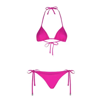 The Attico Lycra Triangle Bikini - female - The Attico - Bikinis - Pink - L - Swimwear