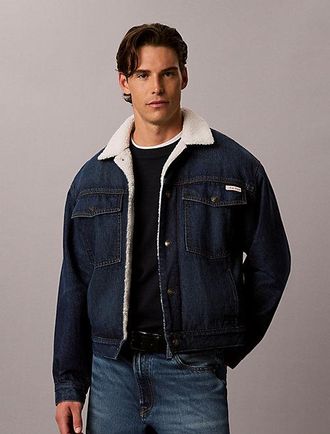 Calvin Klein Cazadora Denim Con Pelo De Borreguito De Los 90
