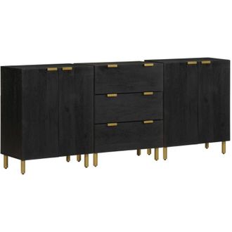 vidaXL Aparadores 3 Uds Madera De Ingenier&iacute;a Negro Vidaxl