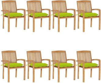 vidaXL Sillas De Jard&iacute;n Apilables 8 Uds Madera De Teca Con Cojines Vidaxl