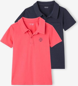 Vertbaudet 2er-Pack Jungen Poloshirts, Kurzarm koralle