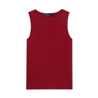 Brooks Brothers Rib-Knit Tank Top - female - Brooks Brothers - Round-neck Knitwear - Red - M - Knitwear
