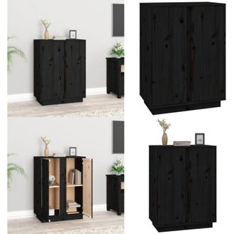 vidaXL Credenza Nera 60x35x80 cm in Legno Massello di Pino - Credenza nera - Credenza in pino