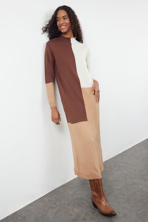 Trendyol Modest Dames Bruin Maxi Lang Casual Recht Modest Jurken