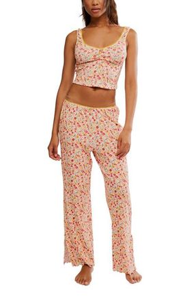 Free People Fresh in Love Pointelle Pajamas in Butter Combo at Nordstrom, Size X-Small
