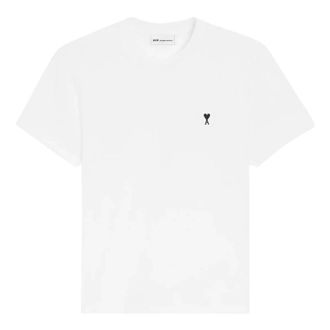 Ami Quota T-shirt with Contrasted Ami de Coeur - male - Ami Paris - T-Shirts - White - 2XL - Tops